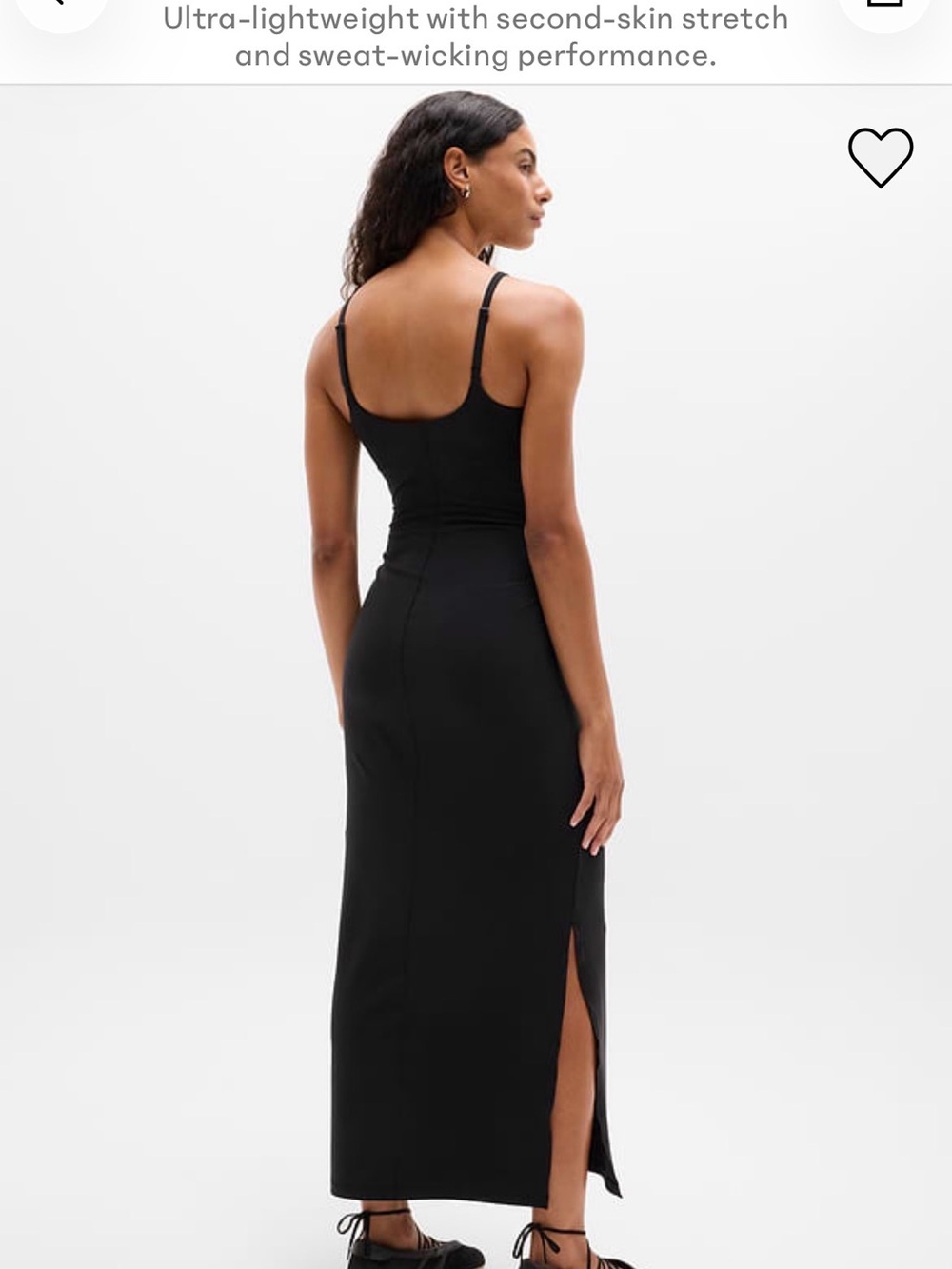Athleta Black Maxi Slip Dress with Side Slit